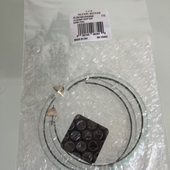 ALEXIS BITTAR Large Skinny Dark Teal Lucite Hoop Earrings - Picture 8 of 10